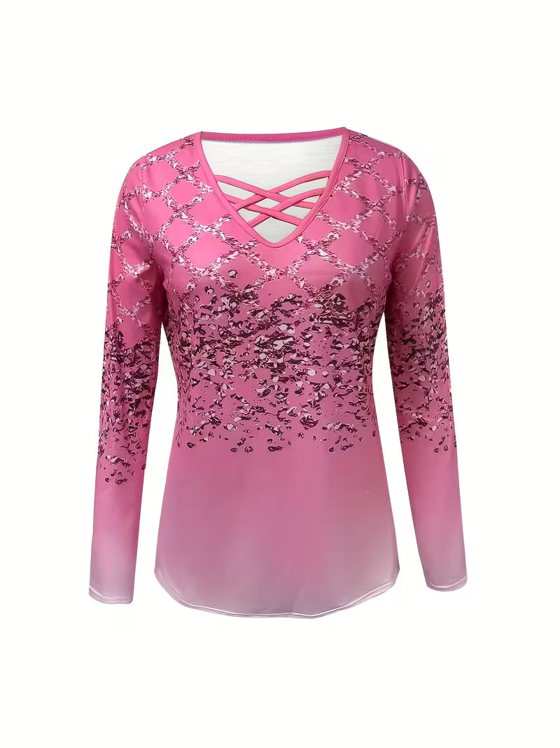 Karita - Alkalmi V-Nyakú, Hosszú Ujjú Blúz