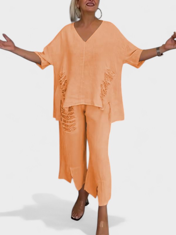 Raisa - V-Nyakú Kétrészes Szett Nyárra