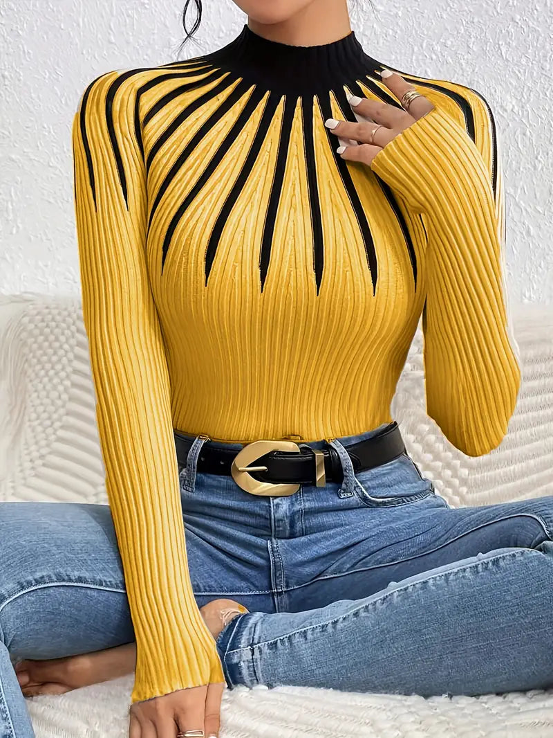 Maider - Elegáns Hosszú Ujjú Pulóver Magas Nyakkal