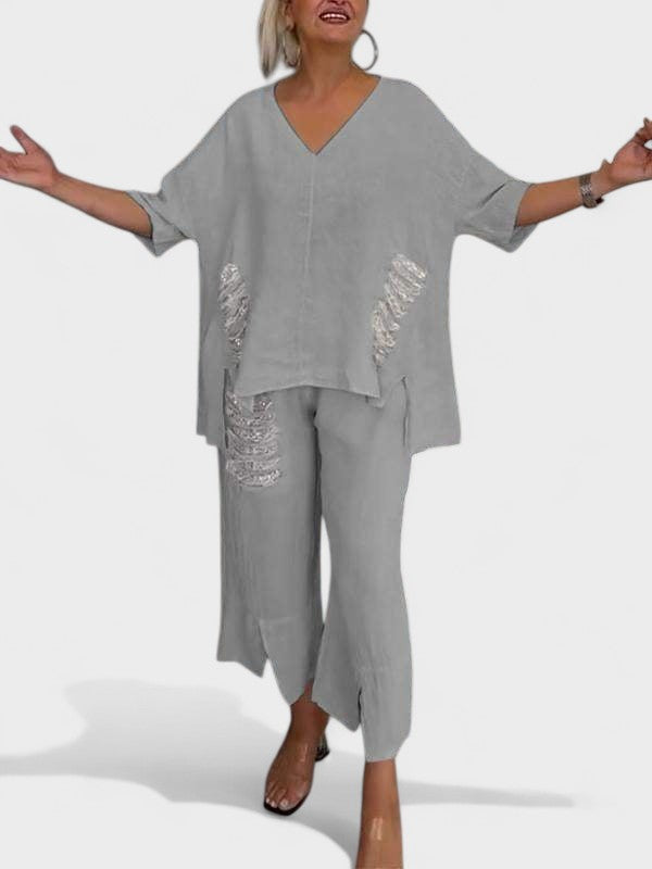 Raisa - V-Nyakú Kétrészes Szett Nyárra