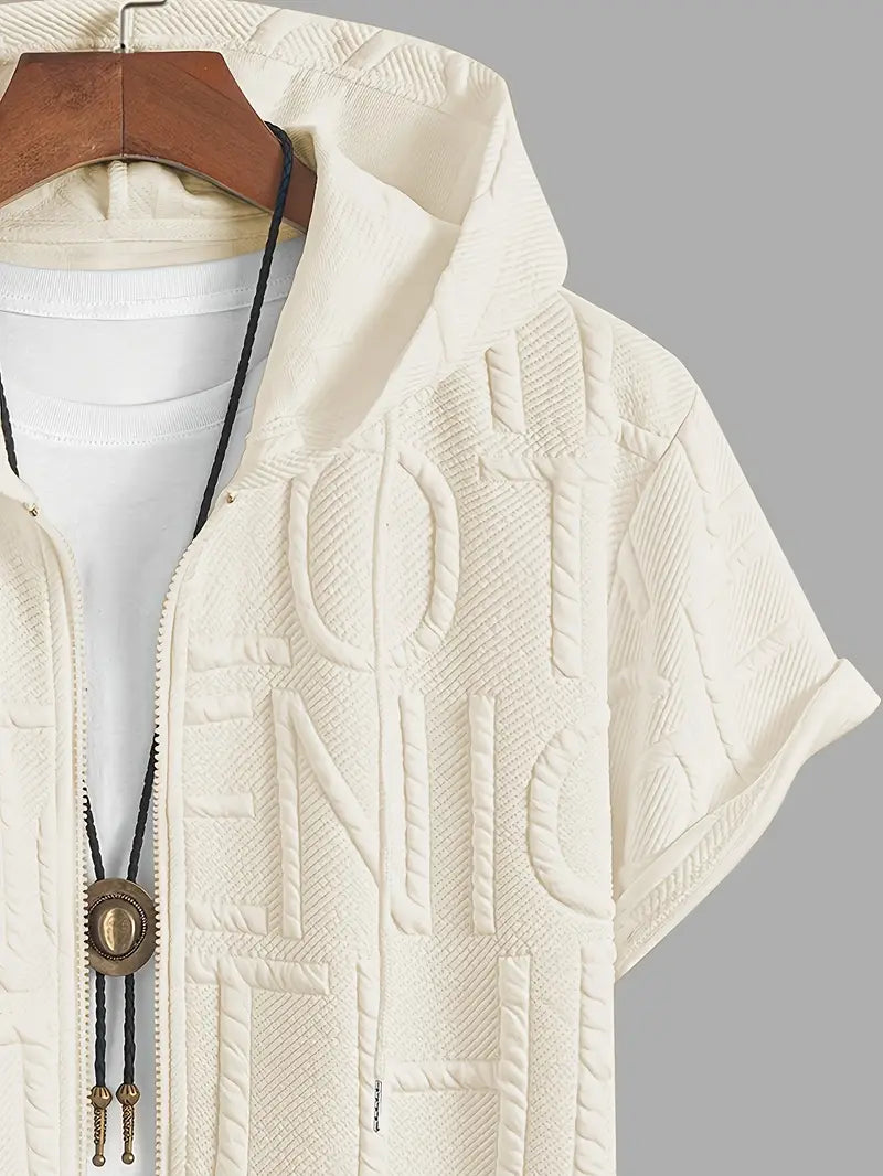 Henryk - Elegáns Rövid Ujjú Kapucnis Cipzáras Pulóver