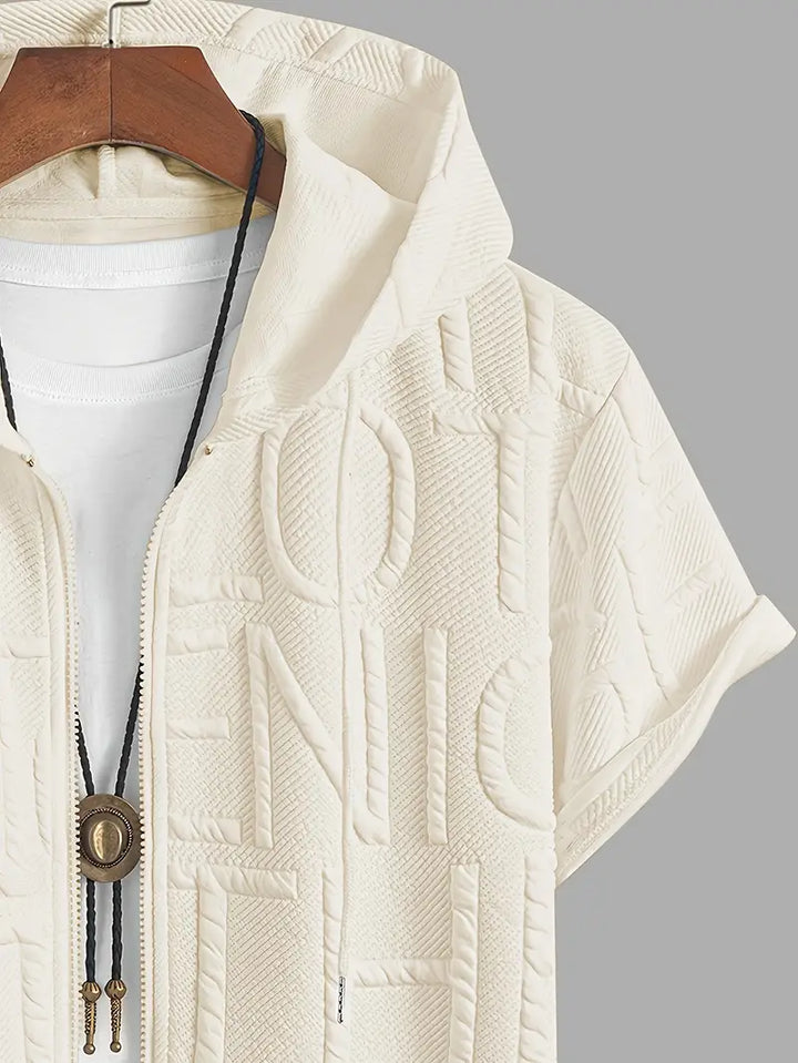 Henryk - Elegáns Rövid Ujjú Kapucnis Cipzáras Pulóver