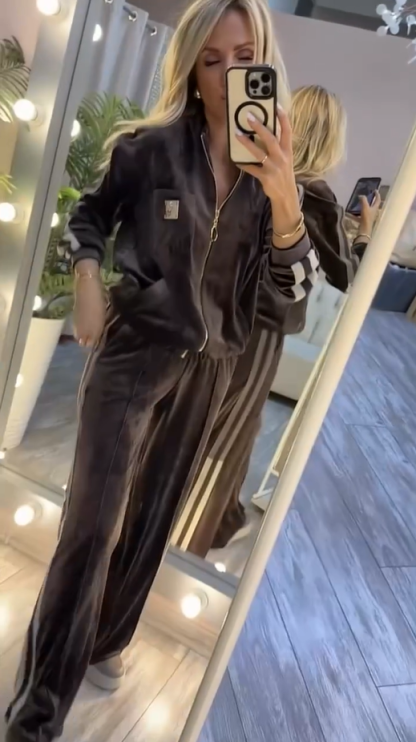 Laoise - Csíkos Szegélyű Kordbársony Melegítőruha