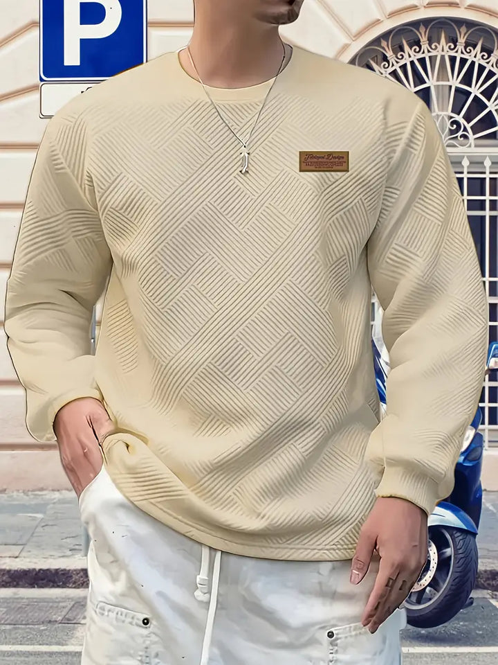 Malinga – Hosszú Ujjú Alkalmi Geometrikus Mintás Pulóver