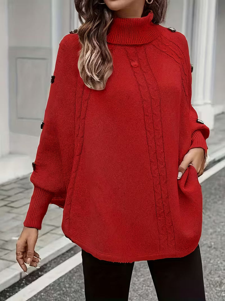 Lolana - Magas Nyakú Pulóver Csavart Stílussal