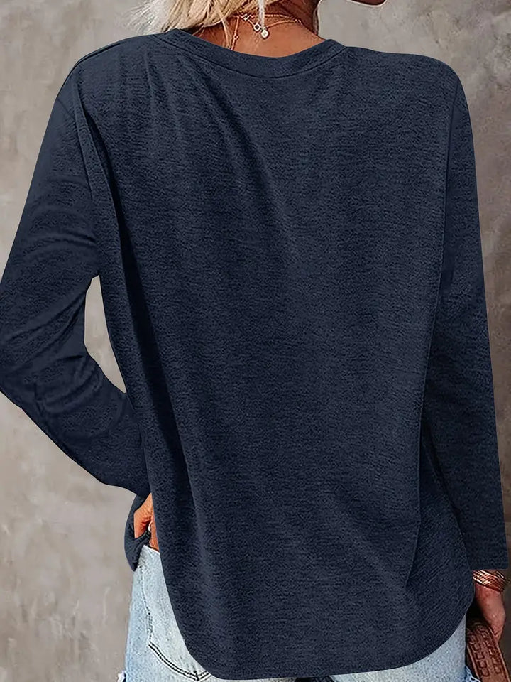 Levine – Elegáns Hosszú Ujjú Tunika Napraforgó Mintával