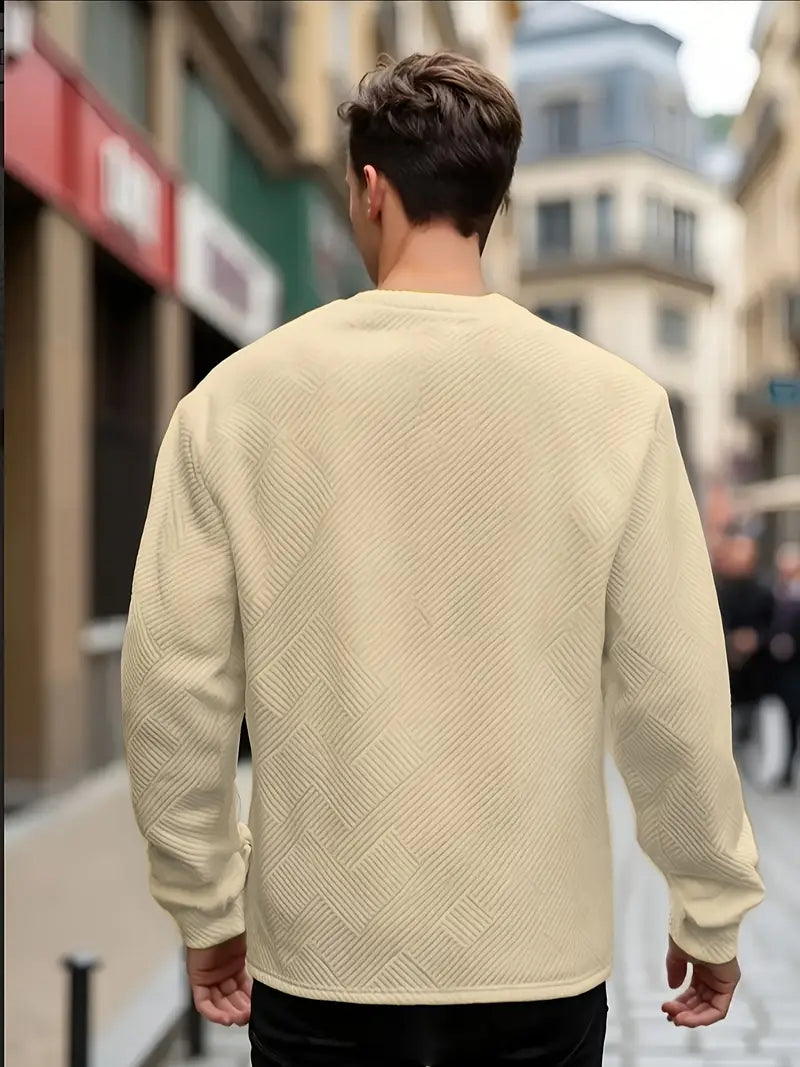 Malinga – Hosszú Ujjú Alkalmi Geometrikus Mintás Pulóver