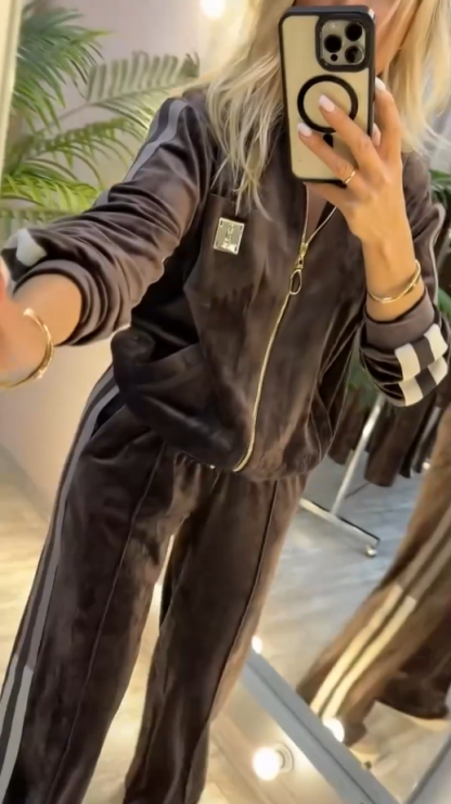 Laoise - Csíkos Szegélyű Kordbársony Melegítőruha