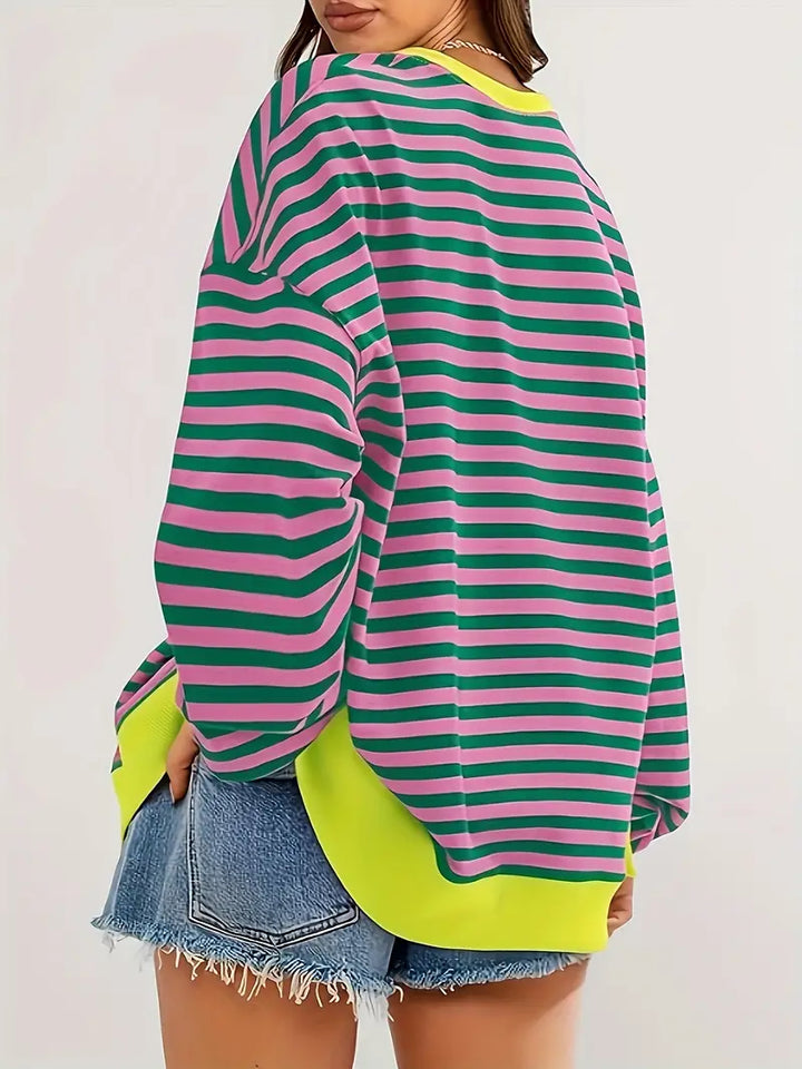 Nirina - Hosszú Ujjú Csíkos Nyomtatott Ing