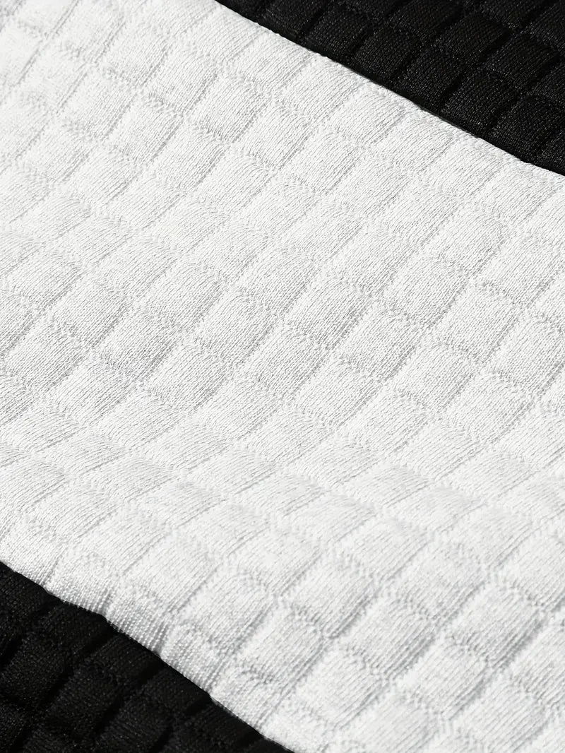 Arvid - Színes Blokkos Texturált Kapucnis Pulóver