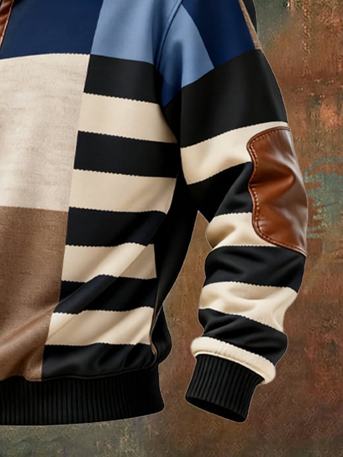 Stoinis – Alkalmi Hosszú Ujjú Színes Blokkos Nyomtatott Pulóver