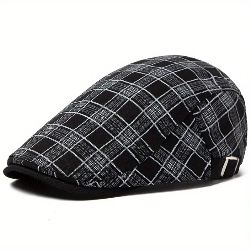 Zared - Állítható Vintage Kockás Beret Sapka
