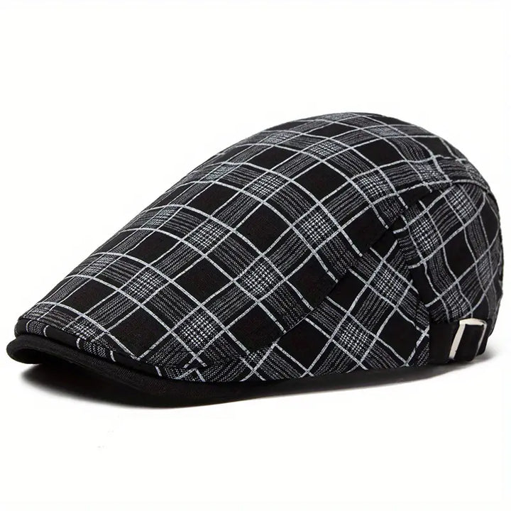 Zared - Állítható Vintage Kockás Beret Sapka