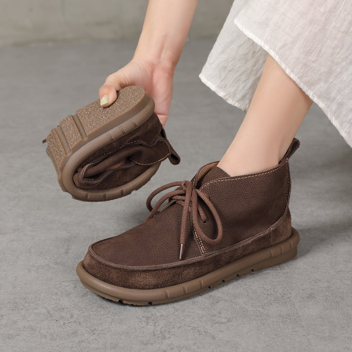 Lirinda - Bőr Bokacsizma Csipkés Felkötéssel