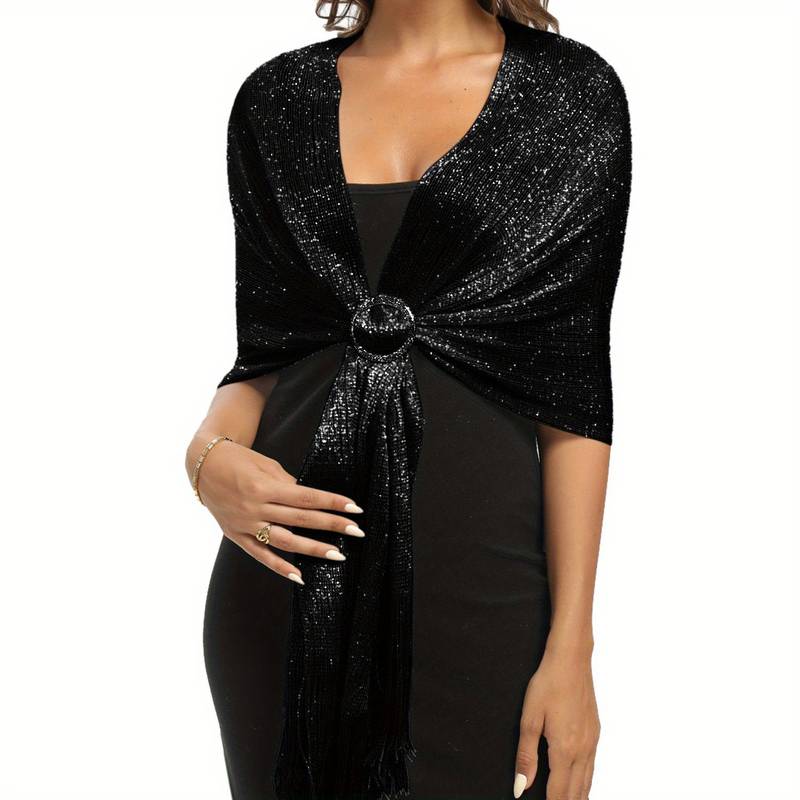 Shoshana - Elegáns Díszítő Kendő Csipke Rojt Fémes Sálakkal