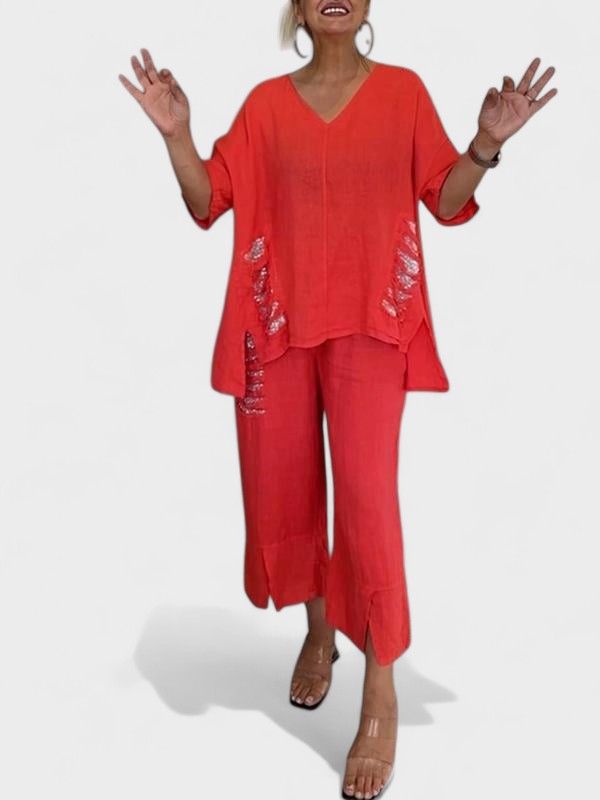 Raisa - V-Nyakú Kétrészes Szett Nyárra