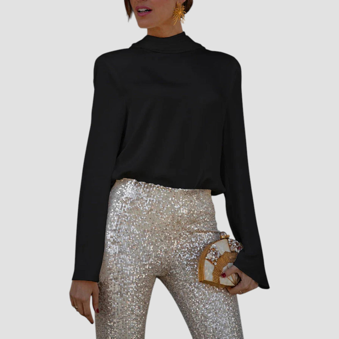 Ffion - Hátul Nyitott, Hosszú Ujjú Blúz