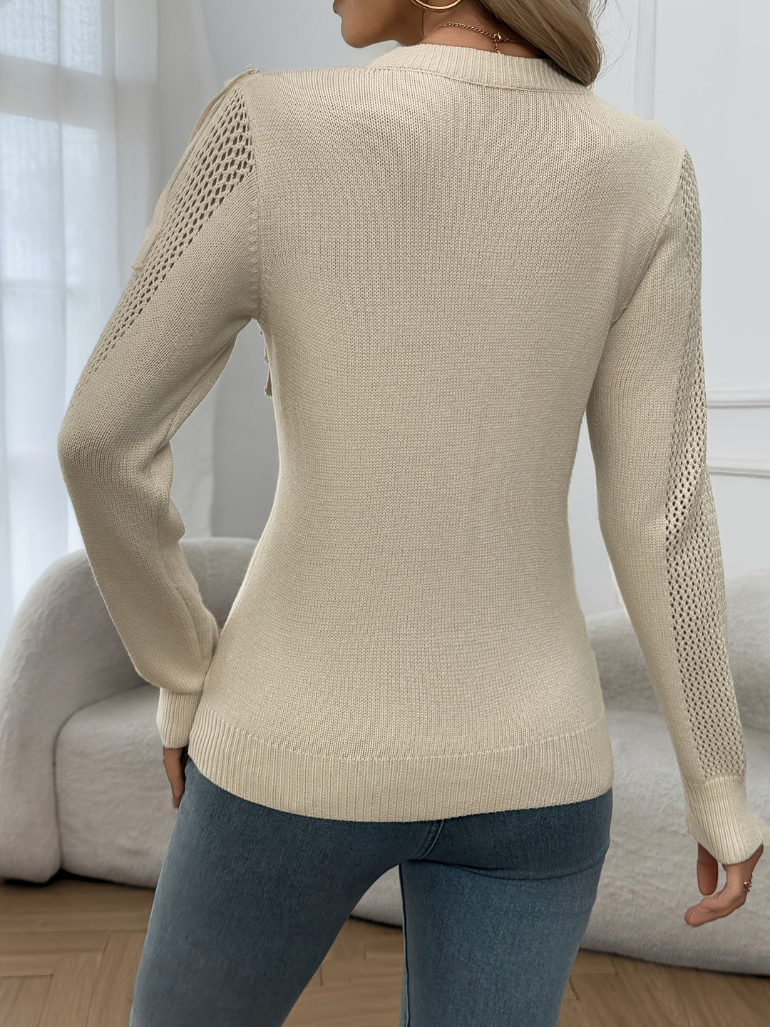 Thindra - Szegélyes Pulóver Hosszú Ujjú