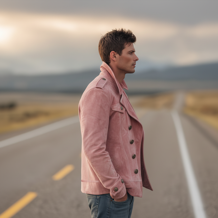 Momonosuke - Klasszikus Retro Western Stílusú Szűk Galléros Kétsoros Szűkített Kabát