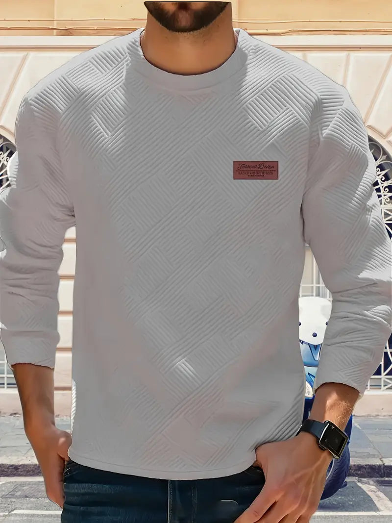 Malinga – Hosszú Ujjú Alkalmi Geometrikus Mintás Pulóver