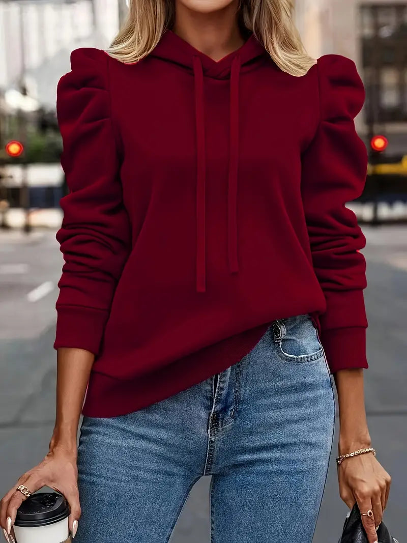 Nandita - Lélegző Hosszú Ujjú Kapucnis Pulóver