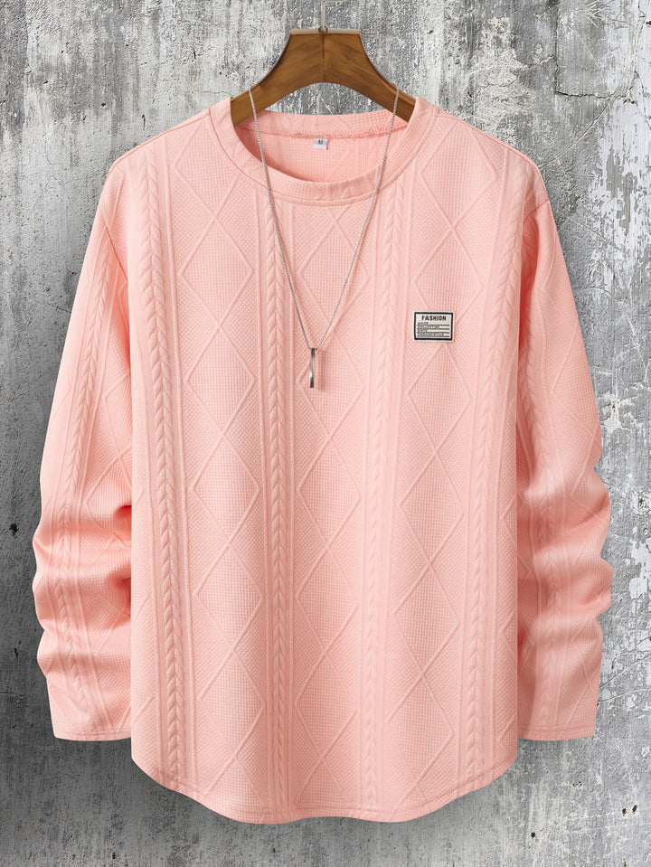 Lyman - Geometrikus Mintás Hosszú Ujjú Kapucnis Pulóver