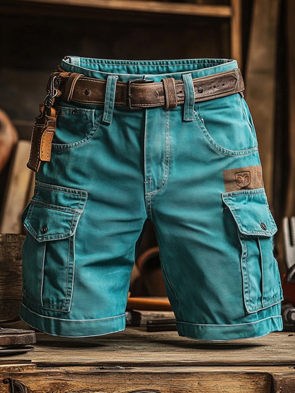 Férfi Retro Outdoor Ripstop Többfunkciós Cargo Rövidnadrág (övvel)