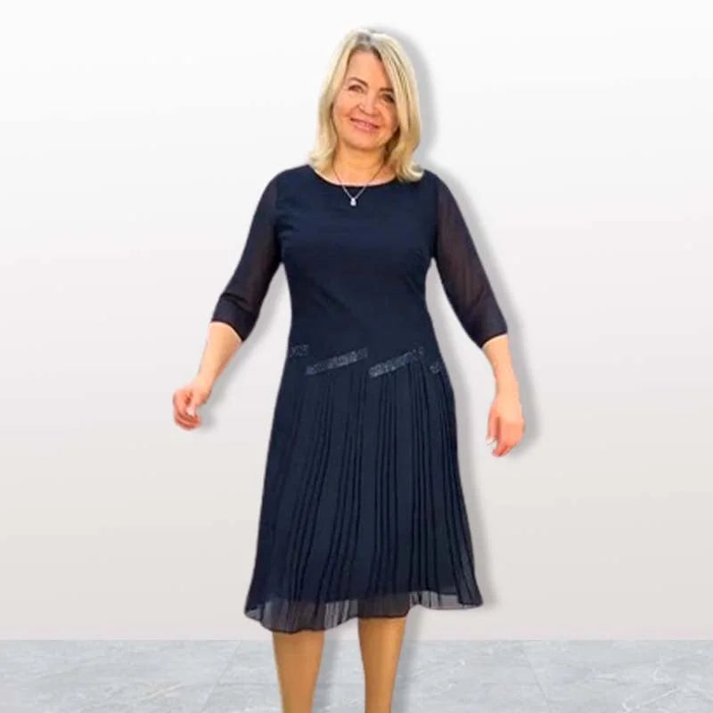 Kiernan - Elegáns Kerek Nyakú Midi Ruha