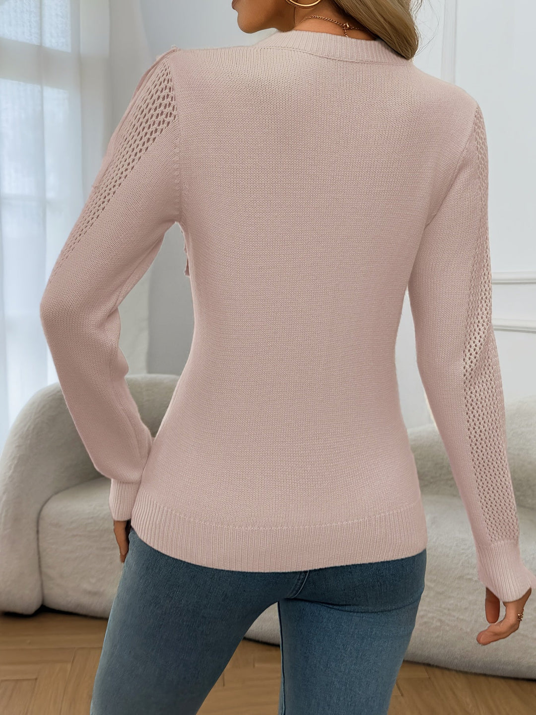 Thindra - Szegélyes Pulóver Hosszú Ujjú