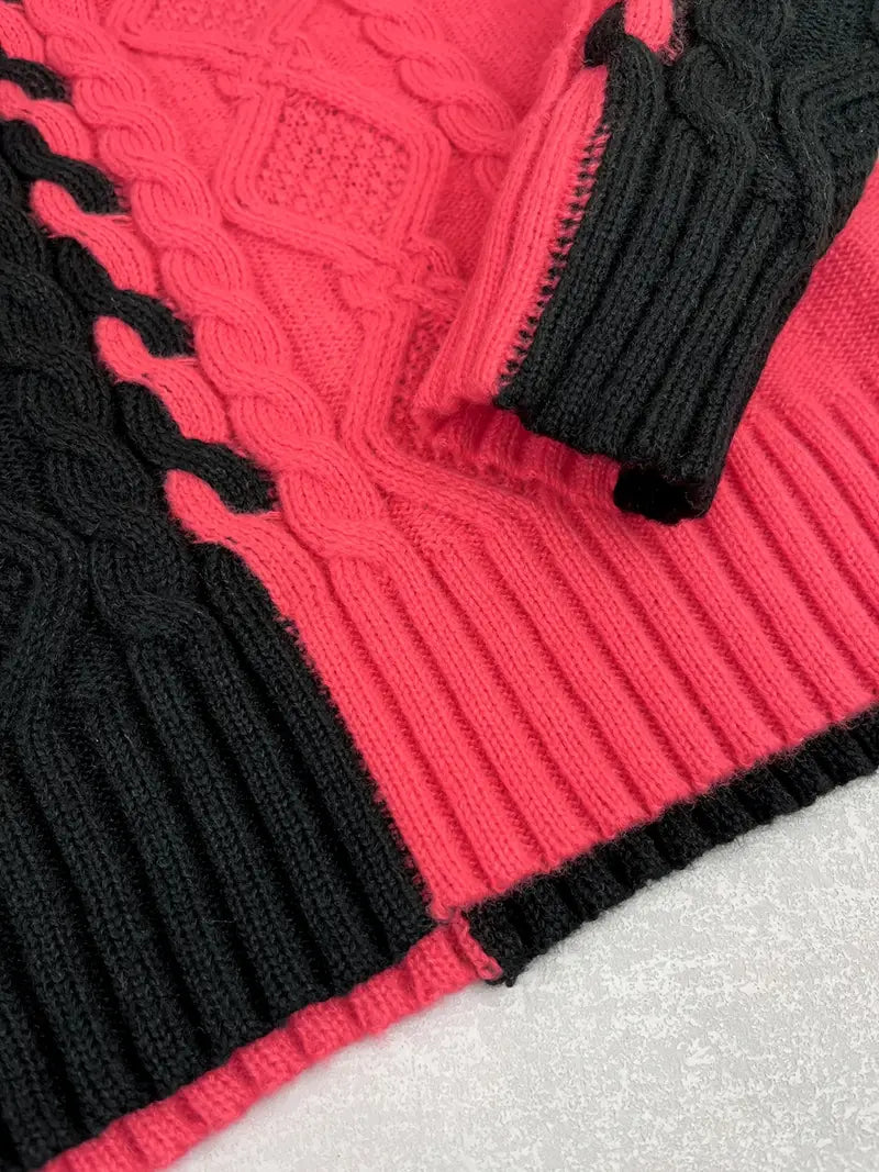 Leovia - Elegáns Csíkos, Magas Nyakú Pulóver