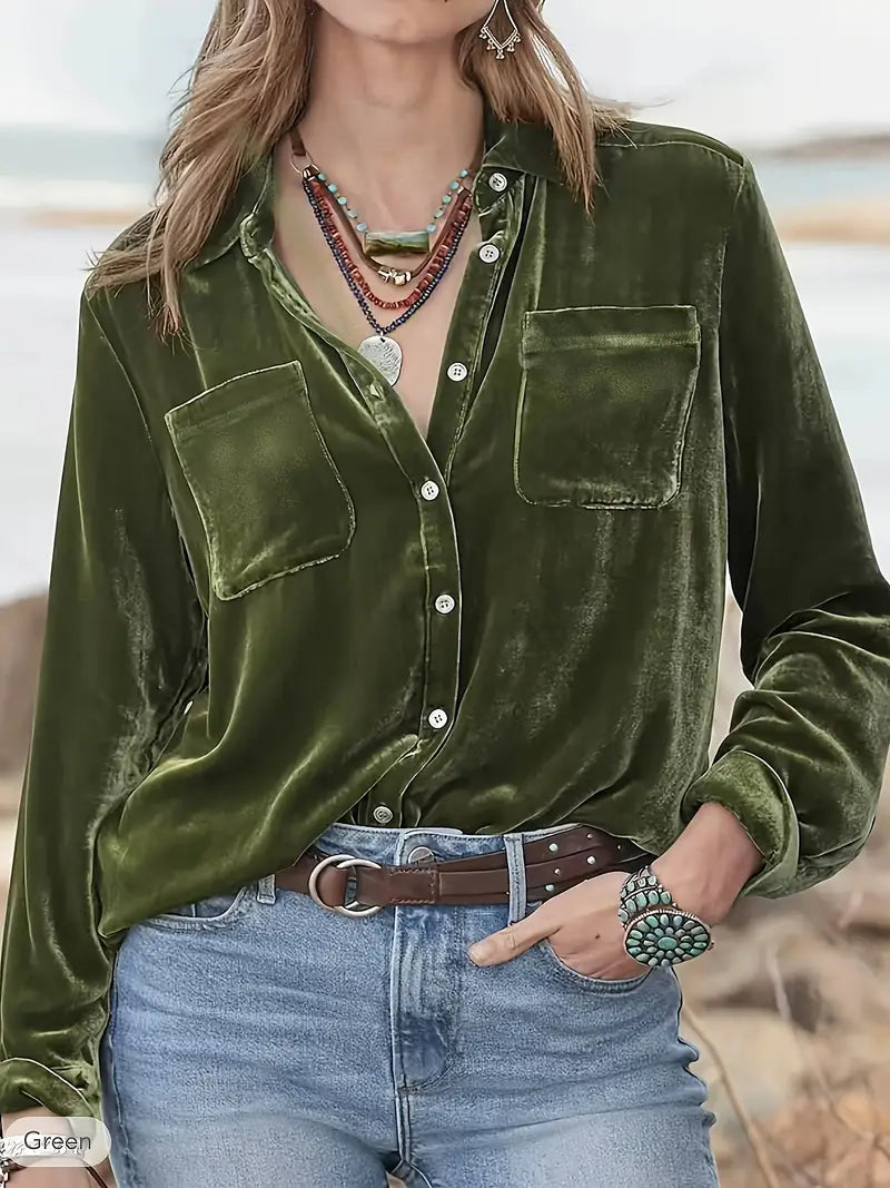 Geanie - Hosszú Ujjú Ing Elülső Zsebekkel