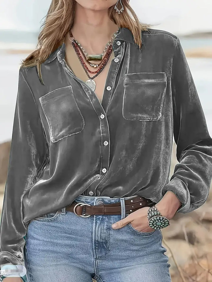 Geanie - Hosszú Ujjú Ing Elülső Zsebekkel