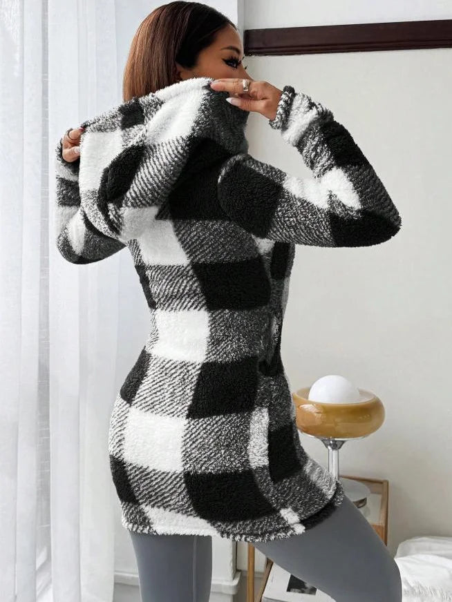 Tissaia - Stílusos Kapucnis Kabát Cipzárral