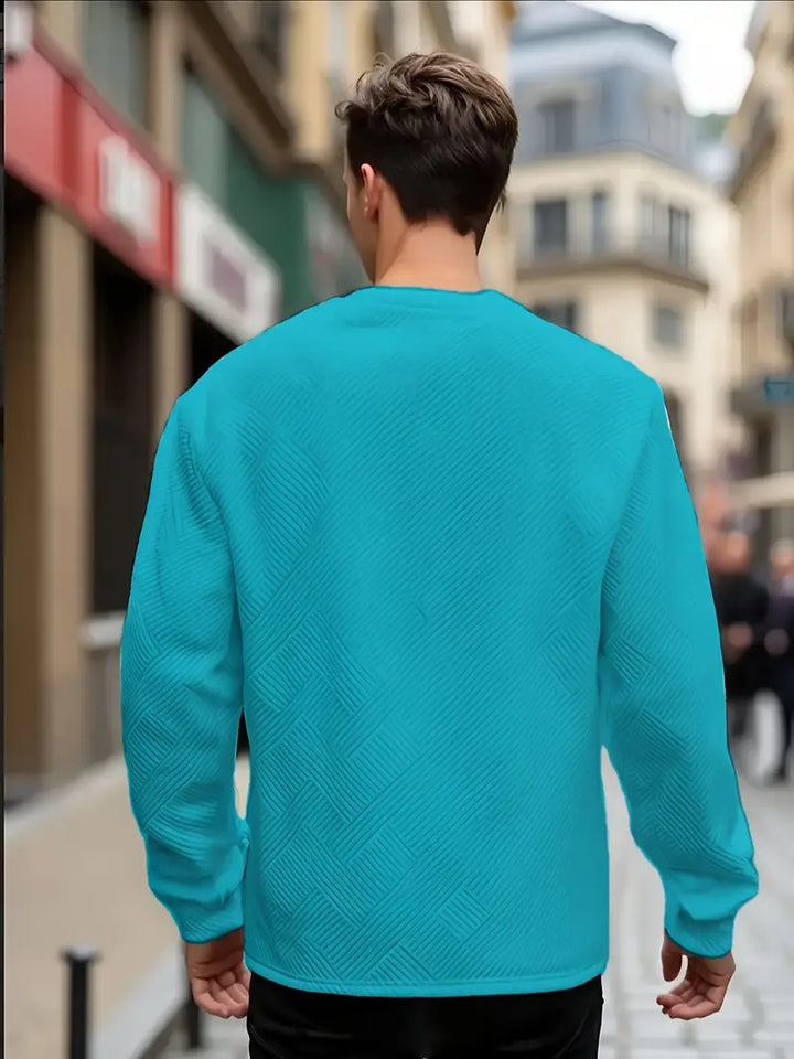 Malinga – Hosszú Ujjú Alkalmi Geometrikus Mintás Pulóver