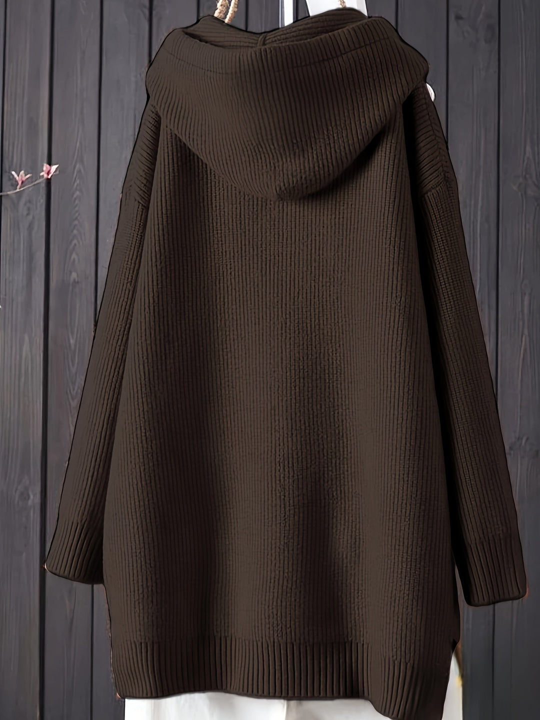 Genivee – Alkalmi Hosszú Ujjú Kötött Kapucnis Pulóver