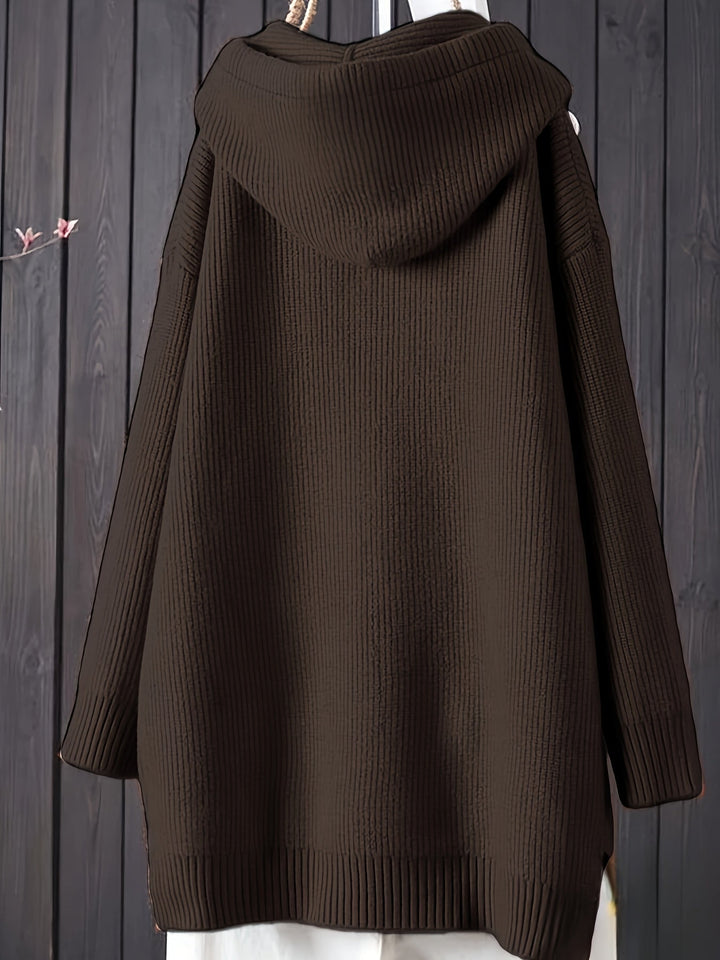 Genivee – Alkalmi Hosszú Ujjú Kötött Kapucnis Pulóver