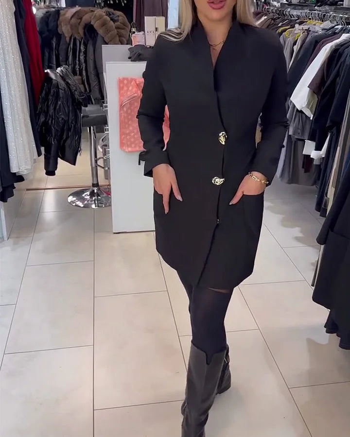 Shireen – Állógalléros Fémgombos Ruha