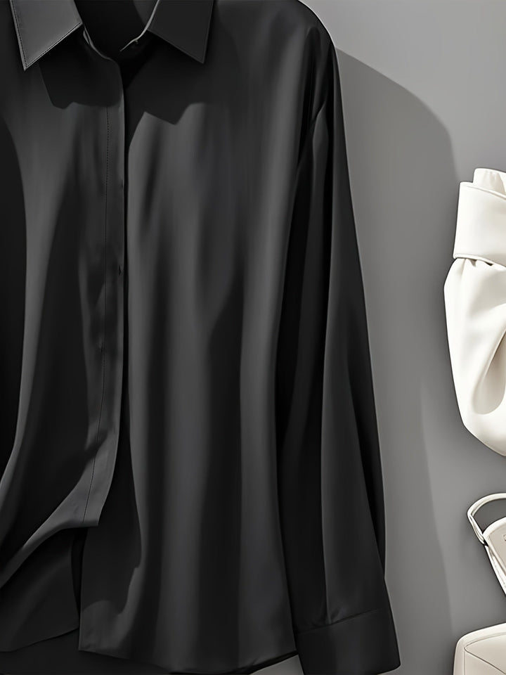 Elenochka - Stílusos Hosszú Ujjú Gombos Ing