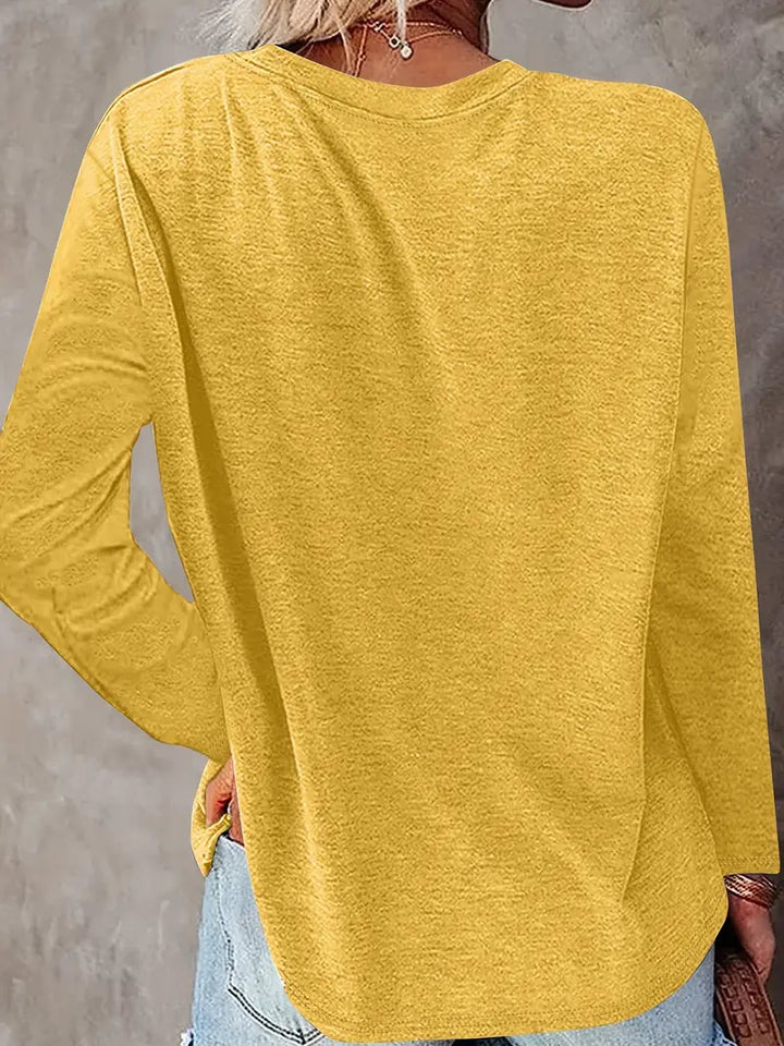 Levine – Elegáns Hosszú Ujjú Tunika Napraforgó Mintával