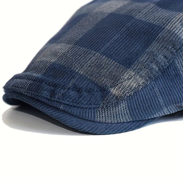 Enriko - Vintage Kockás Pamut Beret Sapka