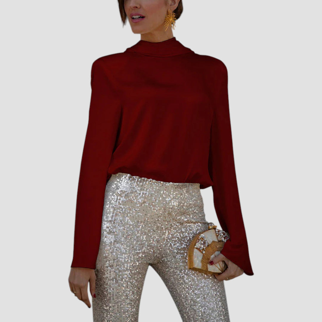 Ffion - Hátul Nyitott, Hosszú Ujjú Blúz