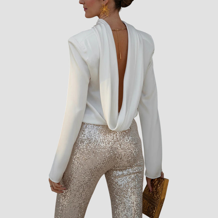 Ffion - Hátul Nyitott, Hosszú Ujjú Blúz