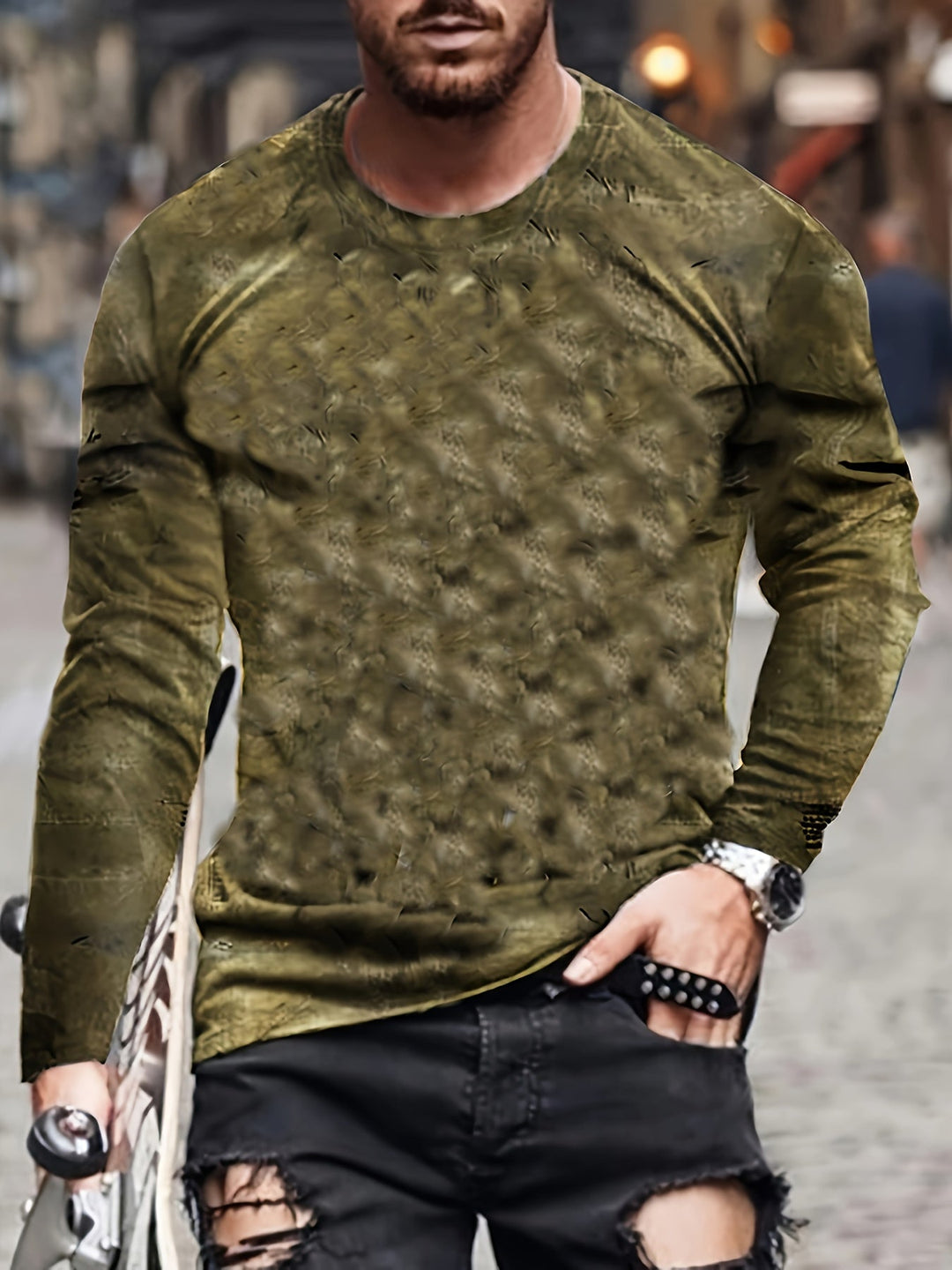 Calvin - Hosszú Ujjú Póló Blokkos Mintával