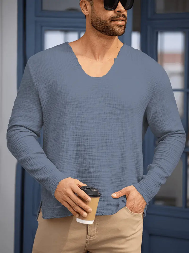 Demetrio - Kényelmes Hosszú Ujjú Ing V-Nyakkivágással