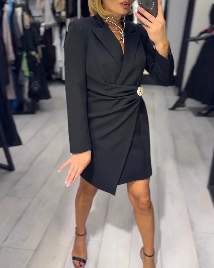 Funshine - Öltönygalléros Divatos Karcsúsított Szabású Ruha