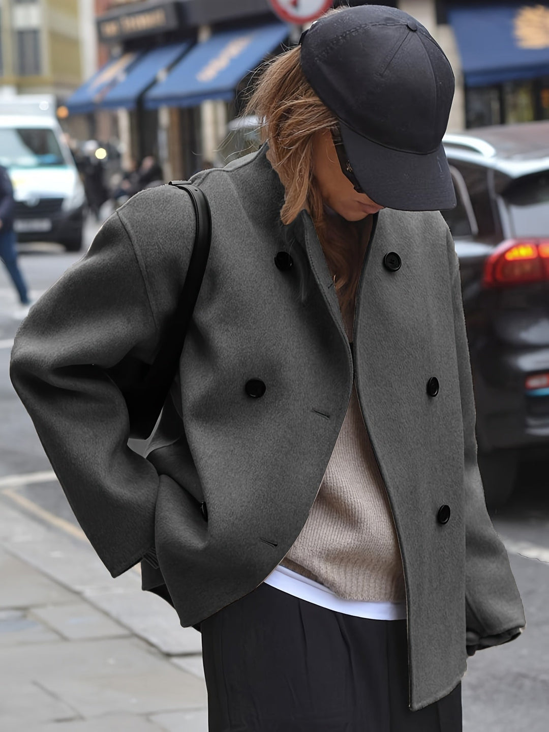 Deanne - Elegáns Kétsoros Bézs Kabát