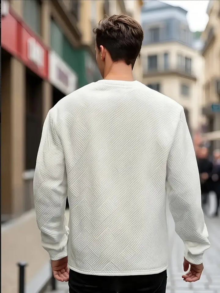 Malinga – Hosszú Ujjú Alkalmi Geometrikus Mintás Pulóver