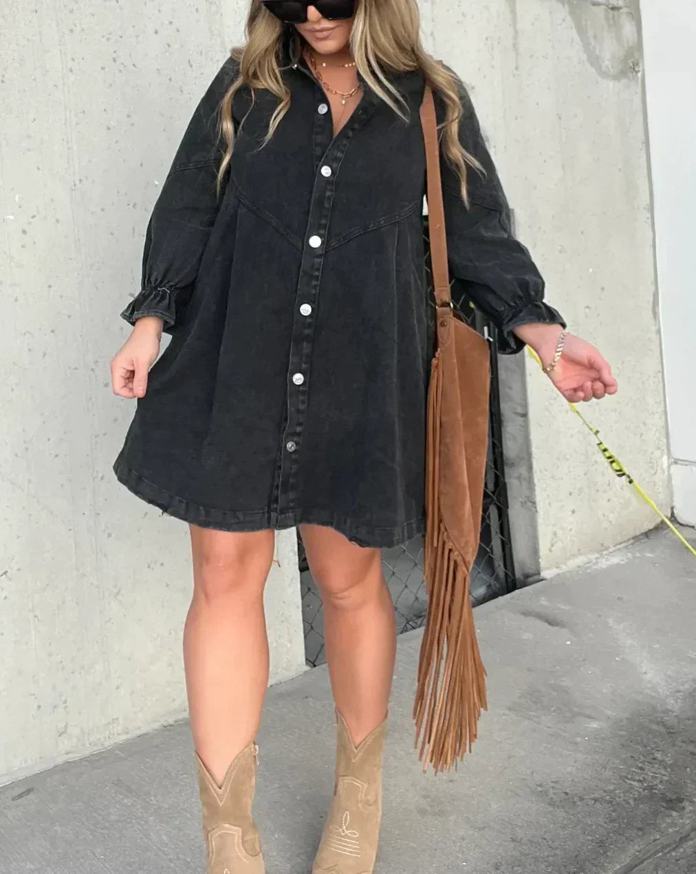 Cäcilia - Hosszú Ujjú Farmering Ruha