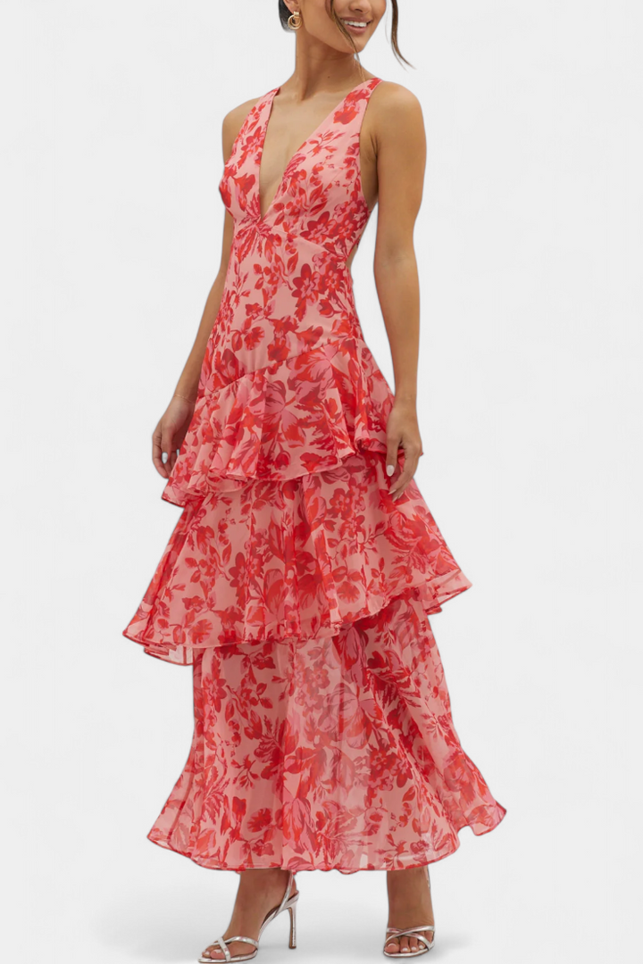 Kensie - Sifon Ruha V-Kivágással Es Lebegő Rétegekkel