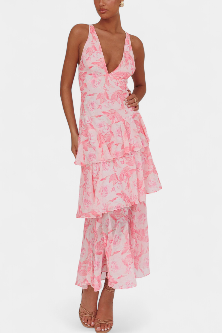 Kensie - Sifon Ruha V-Kivágással Es Lebegő Rétegekkel